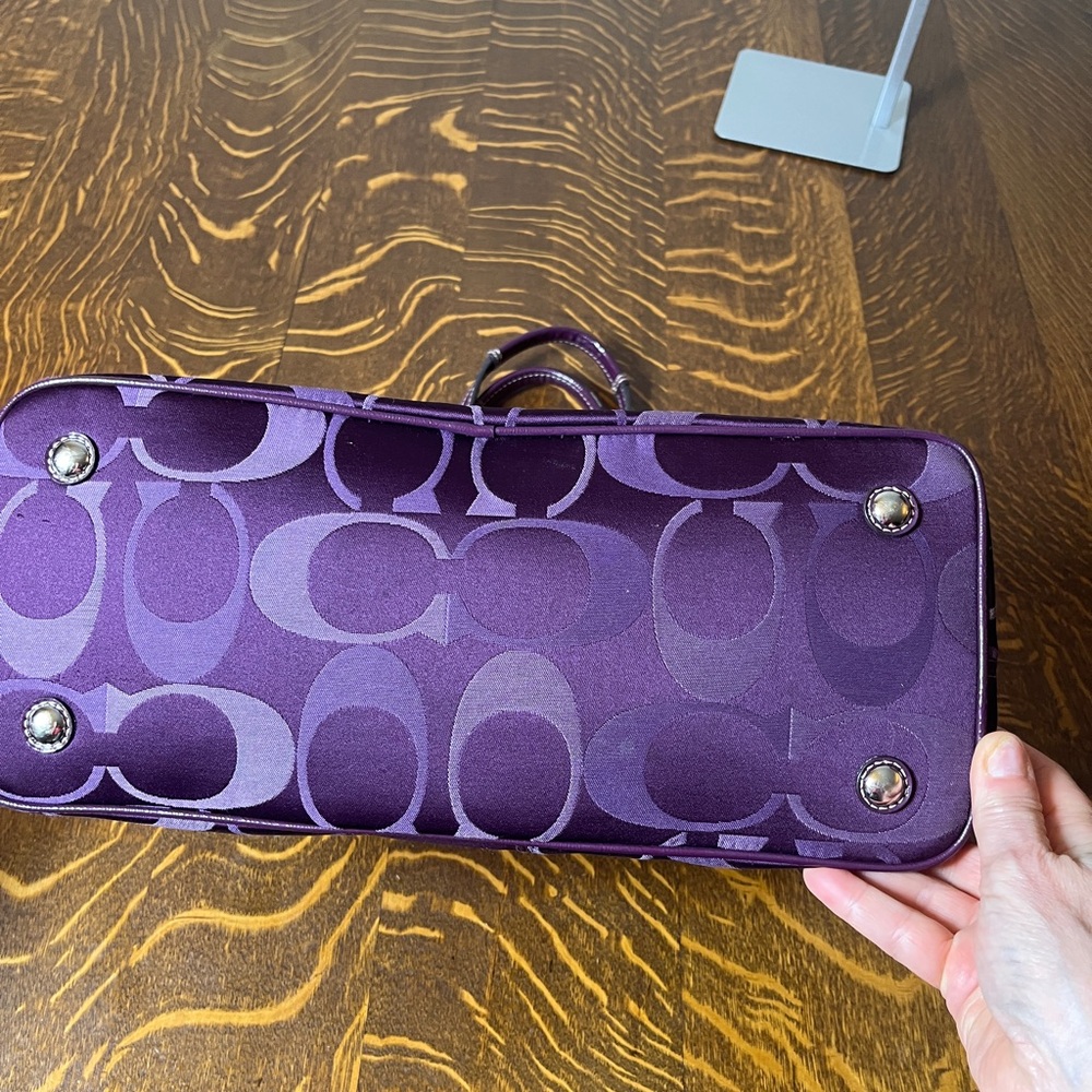 Coach Dark Purple Signature C Kiss Lock Shoulder Bag - Picture 6 of 14